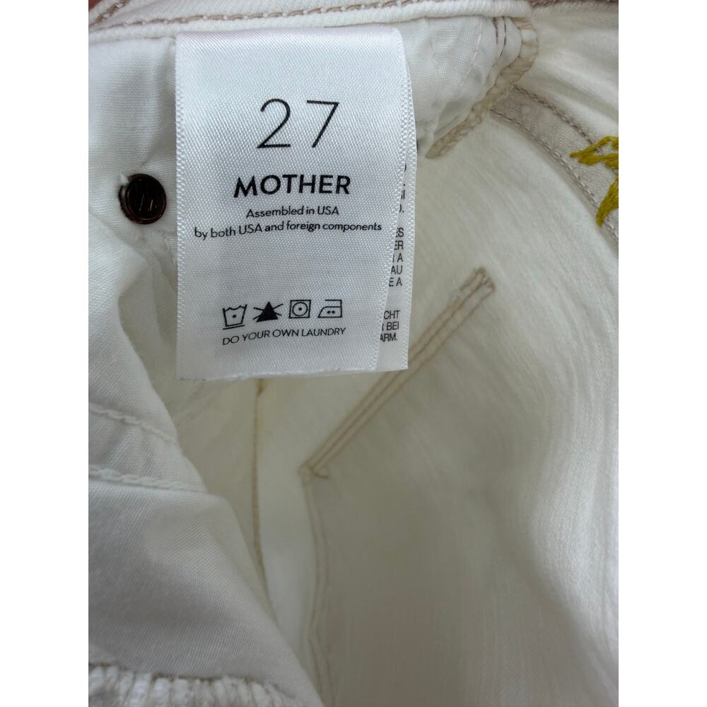 Mother Cream Tomcat Kick Fray Embroidered Star Denim Shorts High Rise Size 27 - Picture 8 of 15